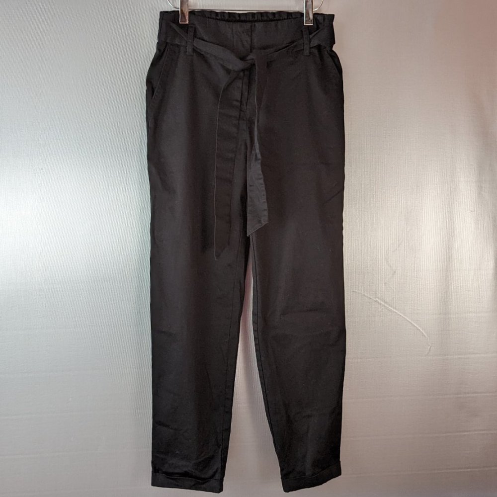 Lord & Taylor Womens Black Paper bag waist Pants size S